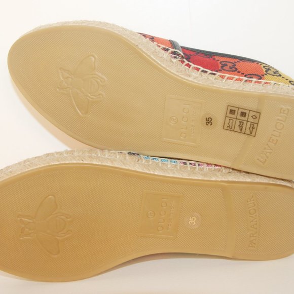 100% AUTHENTIC GUCCI MONOGRAM MULTICOLOR ESPADRILLES SHOES SIZE 35 - Picture 9 of 10